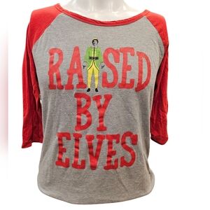 Women's Baseball Style Christmas 3/4 Sleeve Elf Size‎ Medium Shirt